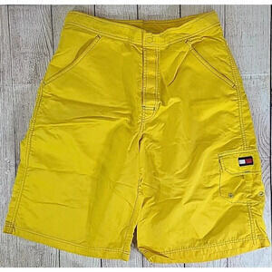 Vintage Tommy Hilfiger Bermuda Swim Shorts Mens Large Banana Yellow 90's Y2K